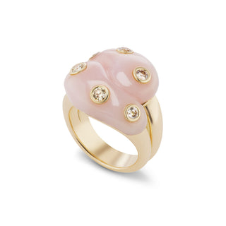 Knot Ring with Pink Opal and Diamonds