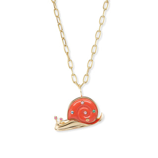 Large Snail Pendant with Coral Shell