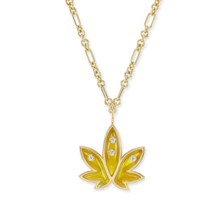Brent Neale x Edie Parker: Cannabis Pendant with Yellow Chalcedony