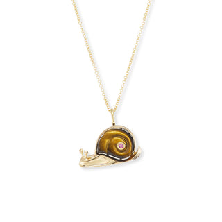 Small Snail Pendant with Tiger's Eye Shell