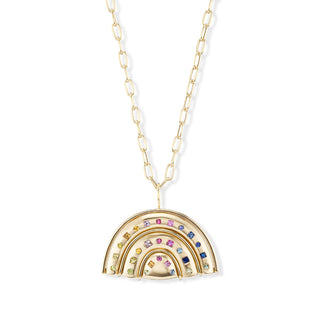 Medium Gold Marianne Pendant with Multi-Colored Sapphires
