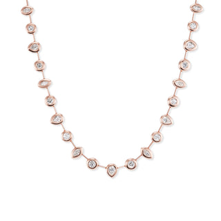Rose Gold Pillow Necklace with Mixed-Shape Diamonds
