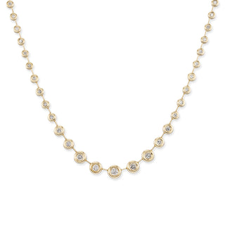 Pillow Necklace with Mixed-Sized Diamond Rounds