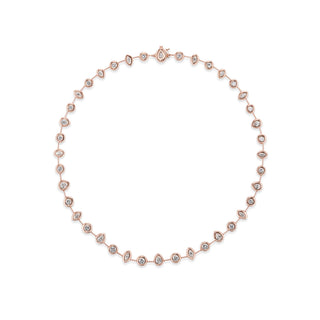 Rose Gold Pillow Necklace with Mixed-Shape Diamonds