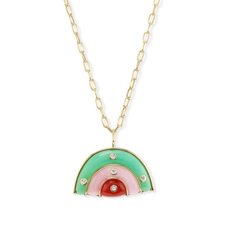 Medium Marianne Pendant with Chrysoprase, Pink Opal, and Carnelian