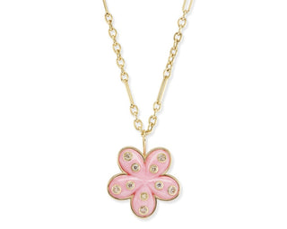 Petal Flower Pendant with Pink Opal and Champagne Diamonds