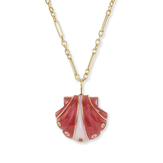 Large Stone Shell Pendant with Rhodochrosite & Pink Opal