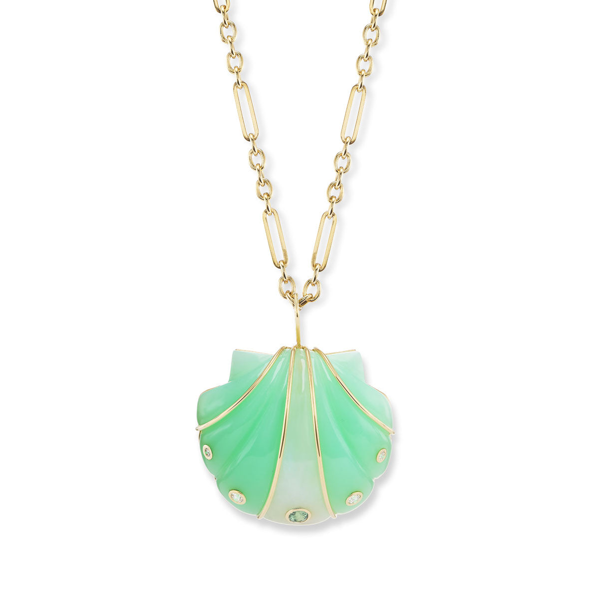 Large Stone Shell Pendant with Chrysoprase & Moonstone – Brent Neale