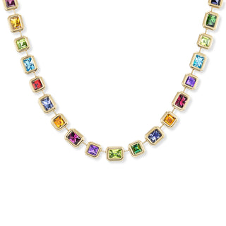 One-of-a-Kind Pillow Necklace with Rainbow Semi-Precious Stones