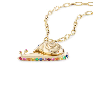 Large All Gold Snail Pendant with Pave Slime Bottom