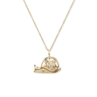 Small Gold Snail Pendant with Diamonds