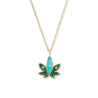 Brent Neale x Edie Parker: Mini Cannabis Pendant with Malachite and Turquoise