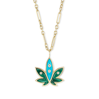 Brent Neale x Edie Parker: Cannabis Pendant with Malachite and Turquoise