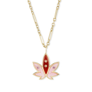 Brent Neale x Edie Parker: Cannabis Pendant with Pink Opal and Carnelian
