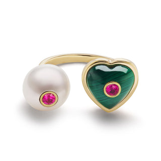 Pearl and Puff Heart Ring