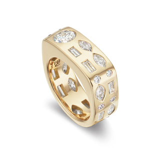 One-of-a-Kind BNS Double Morse Code Ring with Diamonds