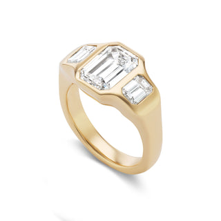 One-of-a-Kind BNS Ring with Three Emerald-Cut Diamonds