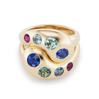 Knot Ring with 8 Round Birthstones