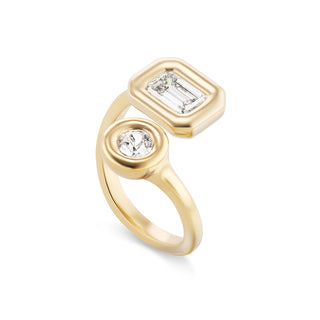 One-of-a-Kind Moi et Toi with Emerald-Cut and Round Diamonds