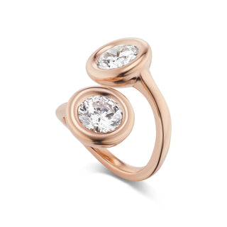 Rose Gold Moi Et Toi Ring with 2ct Diamond Rounds