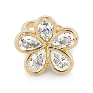 One-of-a-Kind Petal Ring with Diamond Pears
