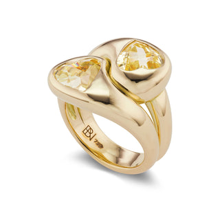 Knot Ring with Light Yellow Sapphire Hearts