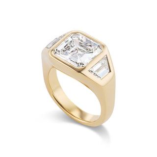 One-of-a-Kind BNS Ring with Asscher Diamond and Diamond Trapezoid Sides