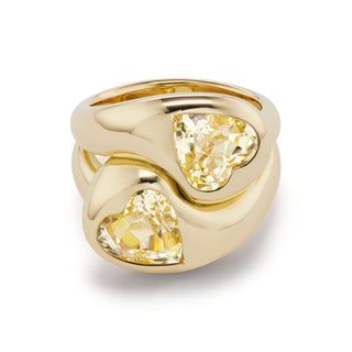 Knot Ring with Light Yellow Sapphire Hearts