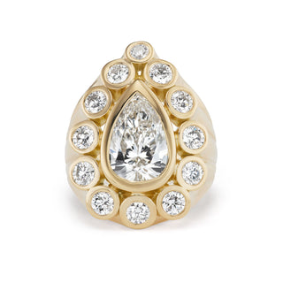 One-of-a-Kind Wildflower Ring with Diamond Pear and Round Diamond Petals