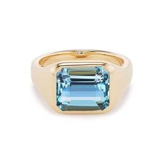 One-of-a-Kind BNS Ring with Single Emerald-Cut Aquamarine