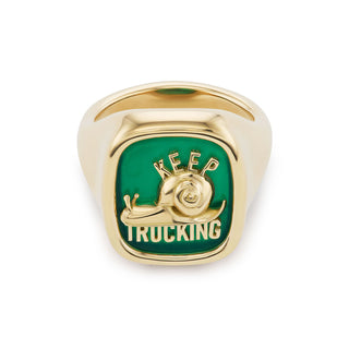 Mini Keep Trucking Signet with Green Agate