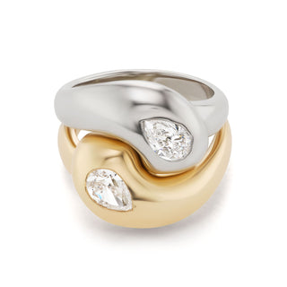 Two-Tone Knot Ring with Diamond Pears