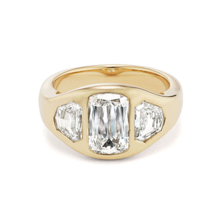 One-of-a-Kind BNS Ring with Ashoka Diamond and Diamond Shield Sides