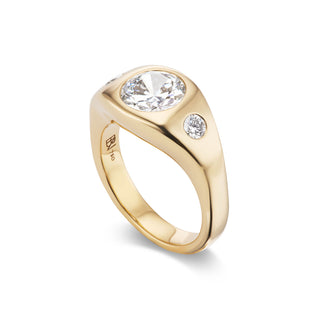 One-of-a-Kind BNS Ring with Round Diamond and Small Round Diamond Sides