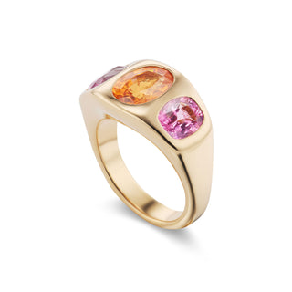 One-of-a-Kind BNS Ring with Oval Spessarite and Hot Pink Oval Spinel Sides