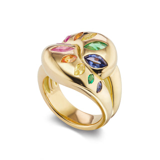 Knot Ring with Rainbow Marquises