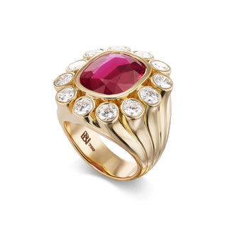 One-of-a-Kind Wildflower Ring with Ruby and Diamond Petals