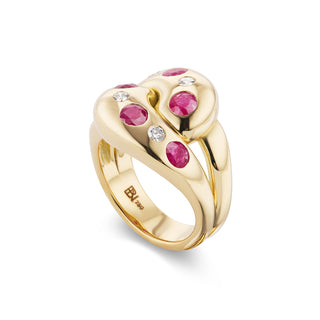 Knot Ring with Diamonds and Rubies