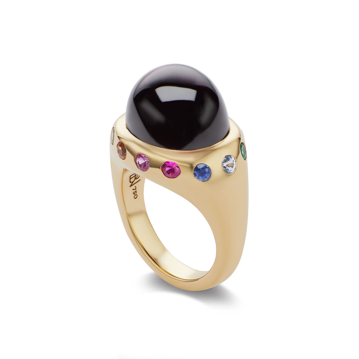 One of a Kind Crown Ring with Garnet and Rainbow Stones Brent Neale