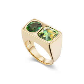 One-of-a-Kind Two-Stone BNS Ring with Green Tourmaline