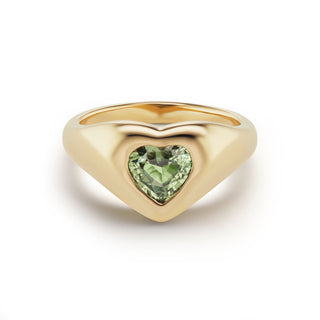 BNS Ring with Lime Green Sapphire Heart