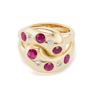 Knot Ring with Diamonds and Rubies