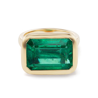 One-of-a-Kind Pillow Ring with East-West Emerald