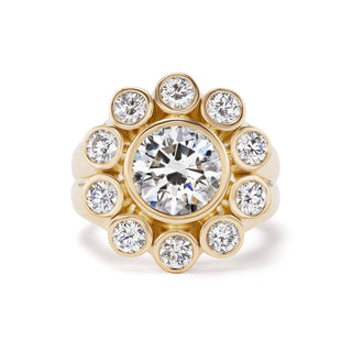 One-of-a-Kind Wildflower Ring with Round Diamond and Diamond Petals