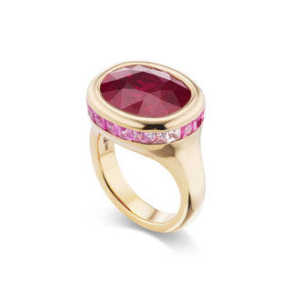 One-of-a-Kind Crown Ring with Oval Ruby and Ombre Rubies & Pink Sapphires