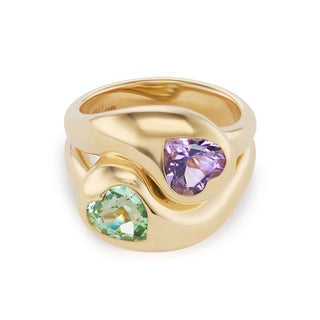 Knot Ring with 2 Heart Birthstones