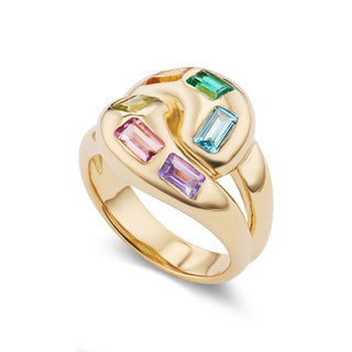 Knot Ring with Multi-Colored Gemstones