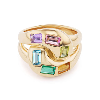 Knot Ring with Multi-Colored Gemstones