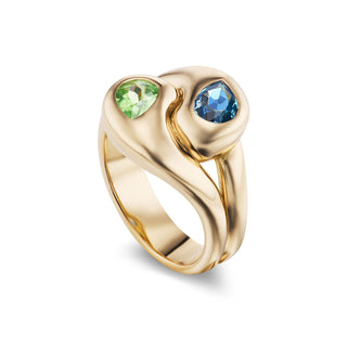 Knot Ring with 2 Pear Birthstones