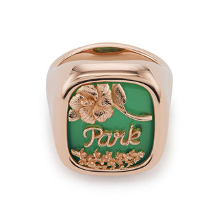 Rose Gold Park Signet with Green Agate